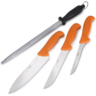 JMB Késkészlet, 3 db-os, professzionális (svéd Sandvik acél) + TAIDEA fenőacél (Ovális - 30 cm) JMB Késkészlet, 3 db-os, professzionális (svéd Sandvik acél) + TAIDEA fenőacél (Ovális - 30 cm)