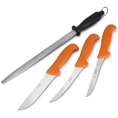 JMB Késkészlet, 3 db-os, professzionális (svéd Sandvik acél) + TAIDEA fenőacél (Ovális - 30 cm) JMB Késkészlet, 3 db-os, professzionális (svéd Sandvik acél) + TAIDEA fenőacél (Ovális - 30 cm)