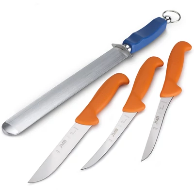 JMB Késkészlet, 3 db-os, professzionális (svéd Sandvik acél) + TAIDEA fenőacél (Lapos - 30 cm) JMB Késkészlet, 3 db-os, professzionális (svéd Sandvik acél) + TAIDEA fenőacél (Lapos - 30 cm)